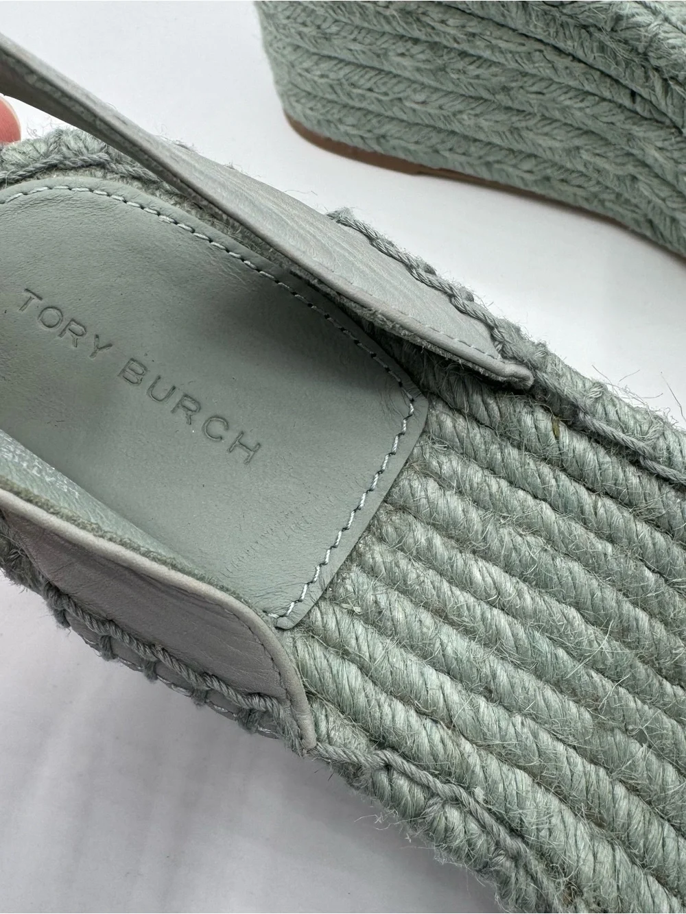 Tory Burch Adey Woven Jute Platform Espadrille Sandals mint green resortwear